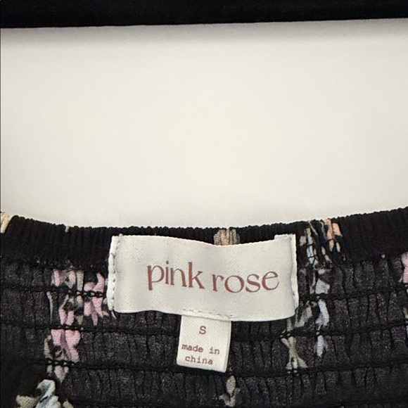 Pink Rose Black Floral Smocked Top - Picture 2 of 2